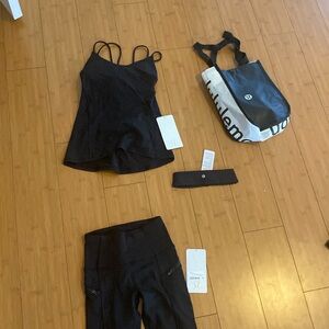 Lululemon athletic set with top, pants, headband and bag